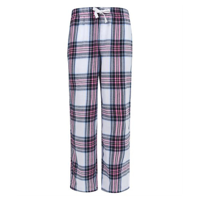 White-Pink Check - Front - SF Minni Childrens-Kids Tartan Lounge Pants