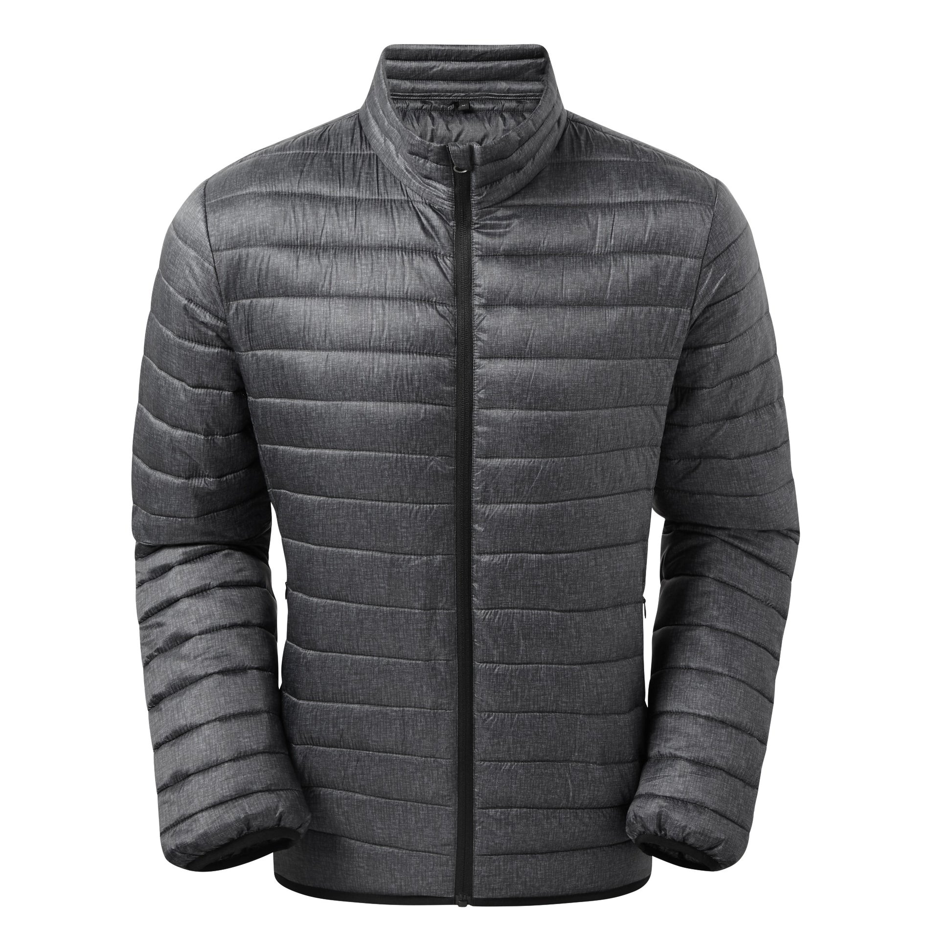 Charcoal Melange - Front - 2786 Mens Melange Padded Jacket