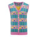 Pink-Green - Front - Christmas Shop Adults Unisex Loud Tank Cardigan Vest