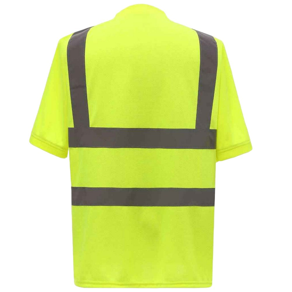 Yellow - Back - Yoko Mens Hi-Vis Short Sleeve T-Shirt
