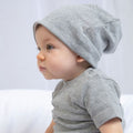 White-Heather Grey Melange - Back - Babybugz Baby Unisex Reversible Slouch Hat