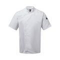 White - Front - Premier Unisex Adults Chefs Zip-Close Short Sleeve Jacket