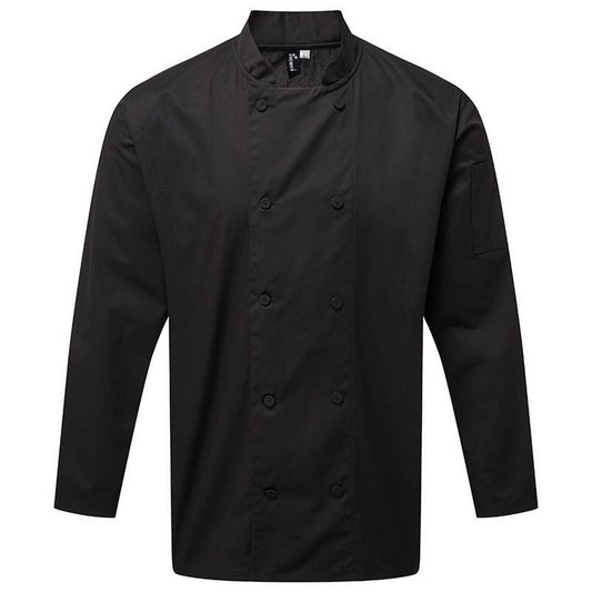 Black - Front - Premier Unisex Adults Chefs Coolchecker Long Sleeve Jacket