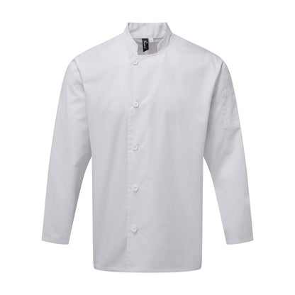 White - Front - Premier Unisex Adults Chefs Essential Long Sleeve Jacket