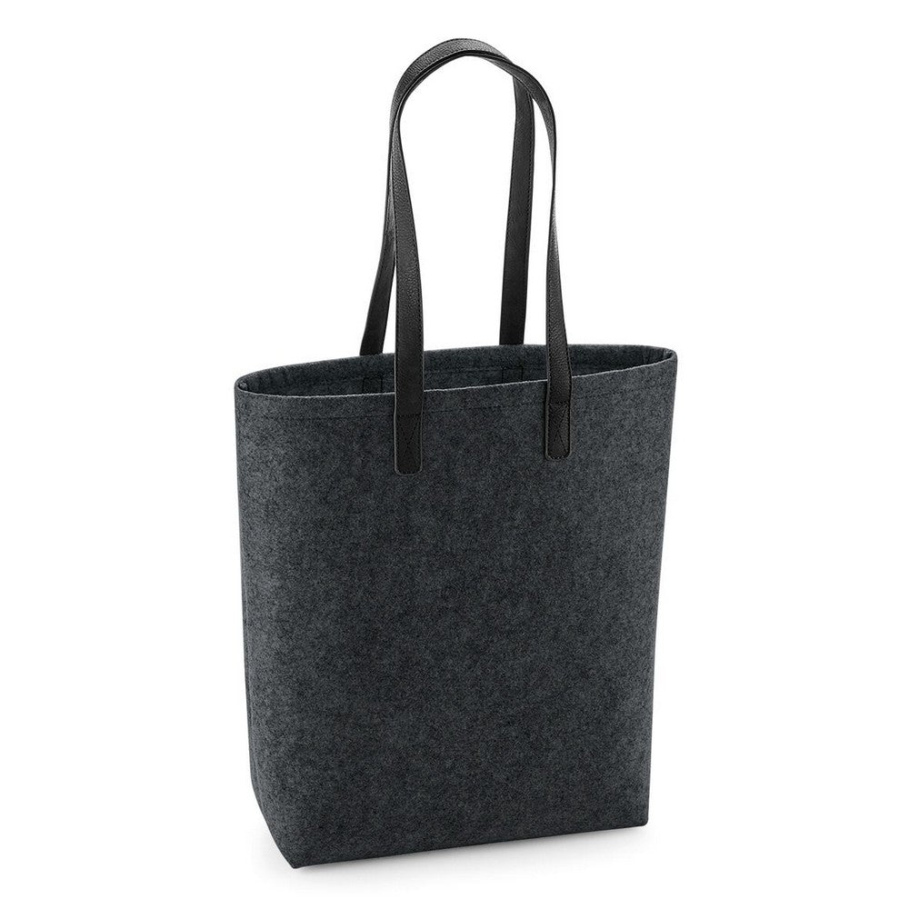 Charcoal Melange-Black - Front - Bagbase Adults Unisex Premium Felt Tote