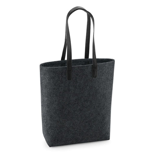 Charcoal Melange-Black - Front - Bagbase Adults Unisex Premium Felt Tote