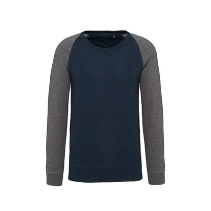 French Navy Heather-Grey Heather - Front - Kariban Mens Organic Two-Tone Sweatshirt