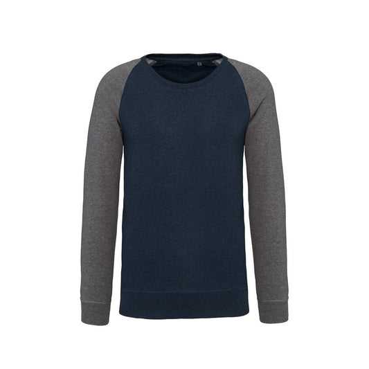 French Navy Heather-Grey Heather - Front - Kariban Mens Organic Two-Tone Sweatshirt