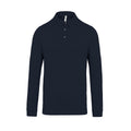 Navy - Front - Kariban Mens Jersey Knit Long Sleeve Polo Shirt
