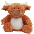 Brown - Front - Mumbles Zippie Highland Cow Plush Toy