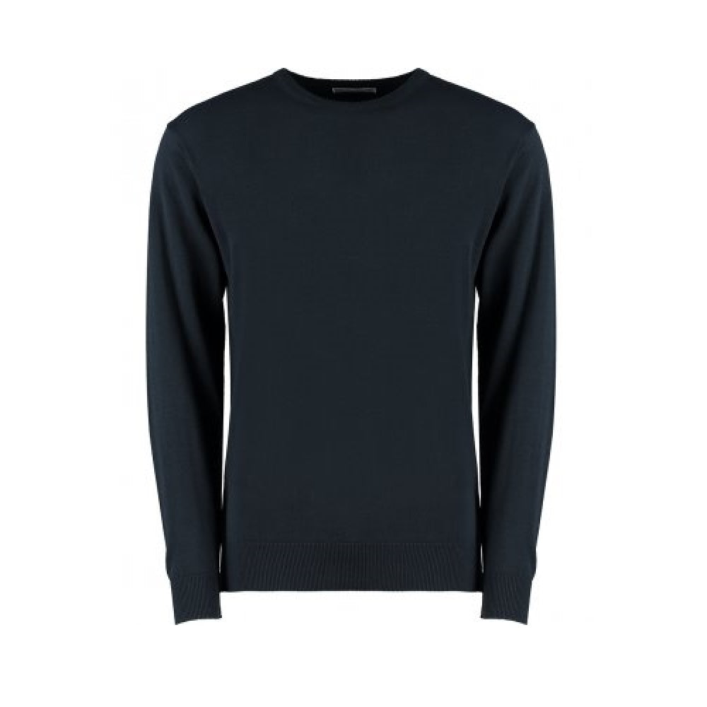 Navy - Front - Kustom Kit Mens Regular Fit Arundel Crew Neck Sweater
