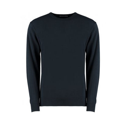 Navy - Front - Kustom Kit Mens Regular Fit Arundel Crew Neck Sweater