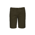 Washed Light Khaki - Front - Kariban Womens-Ladies Washed Effect Bermuda Shorts