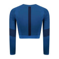Bright Blue-Navy - Back - Tombo Womens-Ladies Seamless Panelled Long Sleeve Crop Top