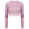 Light Pink-Purple - Front - Tombo Womens-Ladies Seamless Panelled Long Sleeve Crop Top