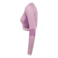 Light Pink-Purple - Side - Tombo Womens-Ladies Seamless Panelled Long Sleeve Crop Top
