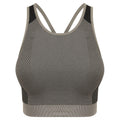 Light Grey-Black - Front - Tombo Womens-Ladies Seamless Panelled Crop Top