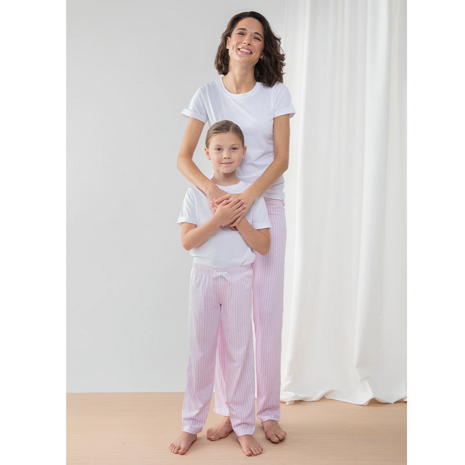 White-Pink-White Stripe - Front - Towel City Childrens-Kids Long Pyjamas