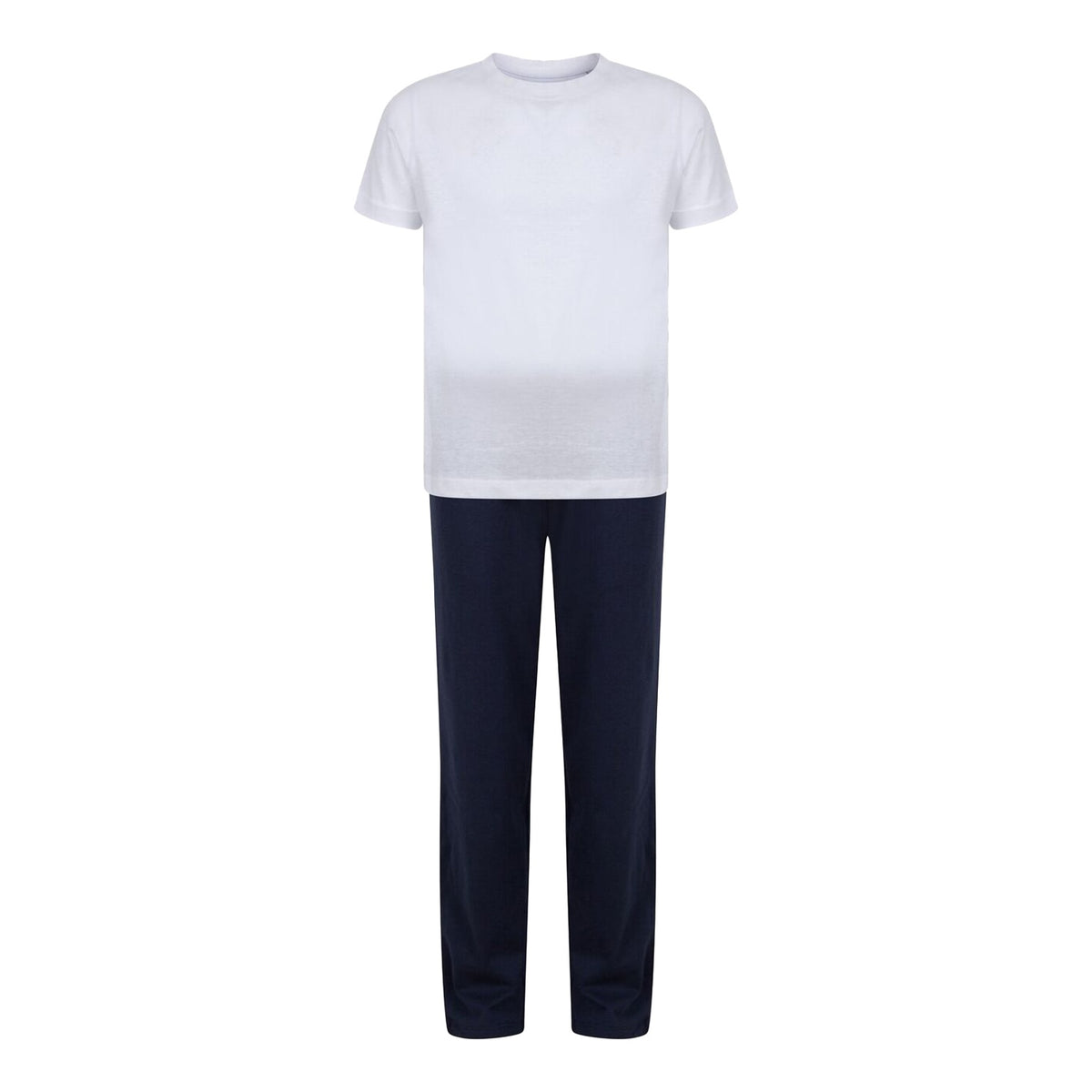 White-Navy - Front - Towel City Childrens-Kids Long Pyjamas