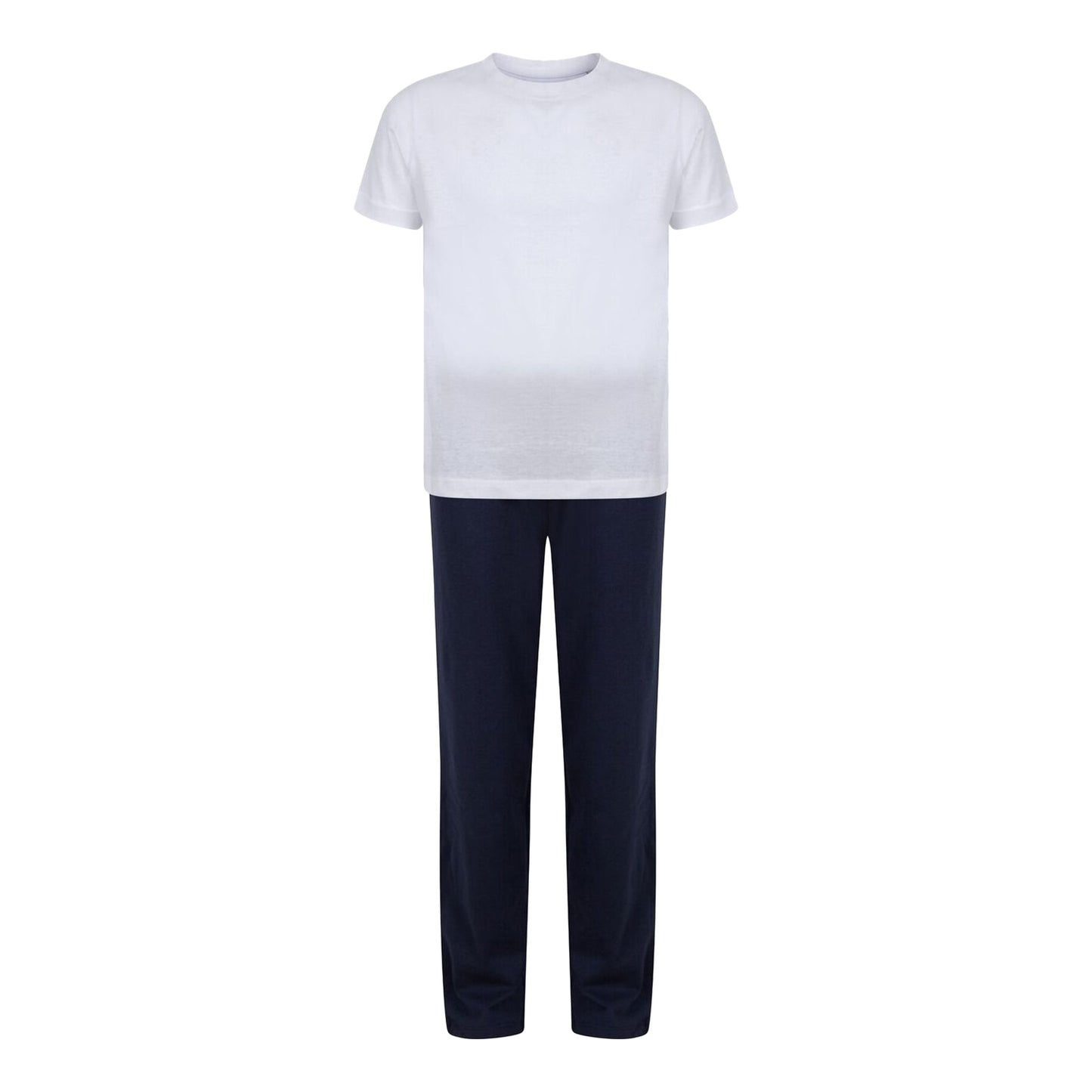 White-Navy - Front - Towel City Childrens-Kids Long Pyjamas