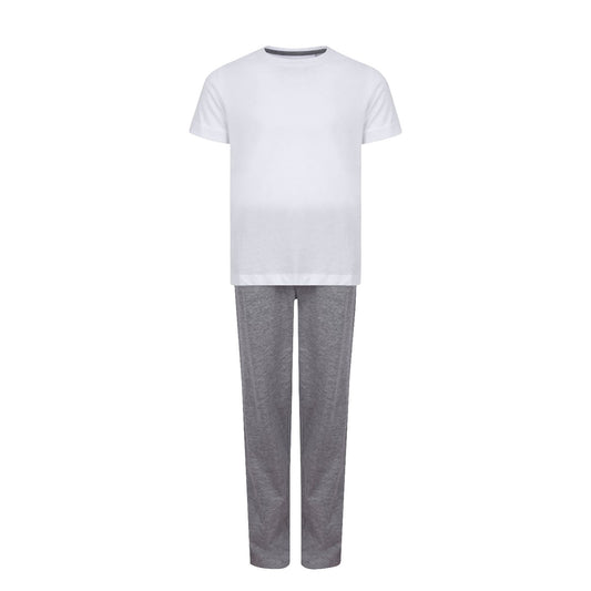 White-Heather Grey - Front - Towel City Childrens-Kids Long Pyjamas