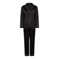 Black - Front - Towel City Womens-Ladies Satin Long Pyjamas