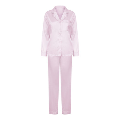 Light Pink - Front - Towel City Womens-Ladies Satin Long Pyjamas