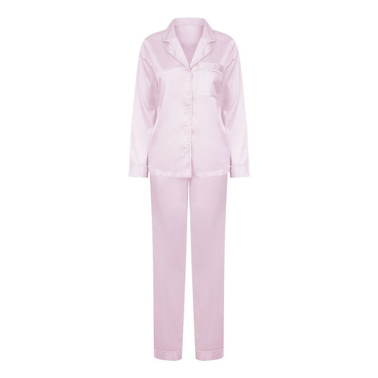 Light Pink - Front - Towel City Womens-Ladies Satin Long Pyjamas