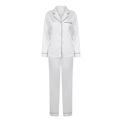 White - Front - Towel City Womens-Ladies Satin Long Pyjamas