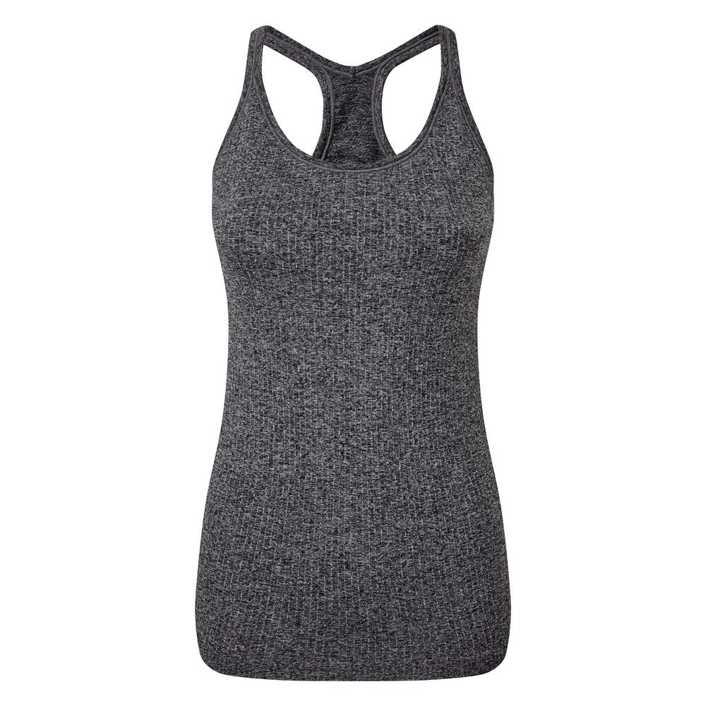 Black Melange - Front - TriDri Womens-Ladies Seamless 3D Fit Sculpt Vest