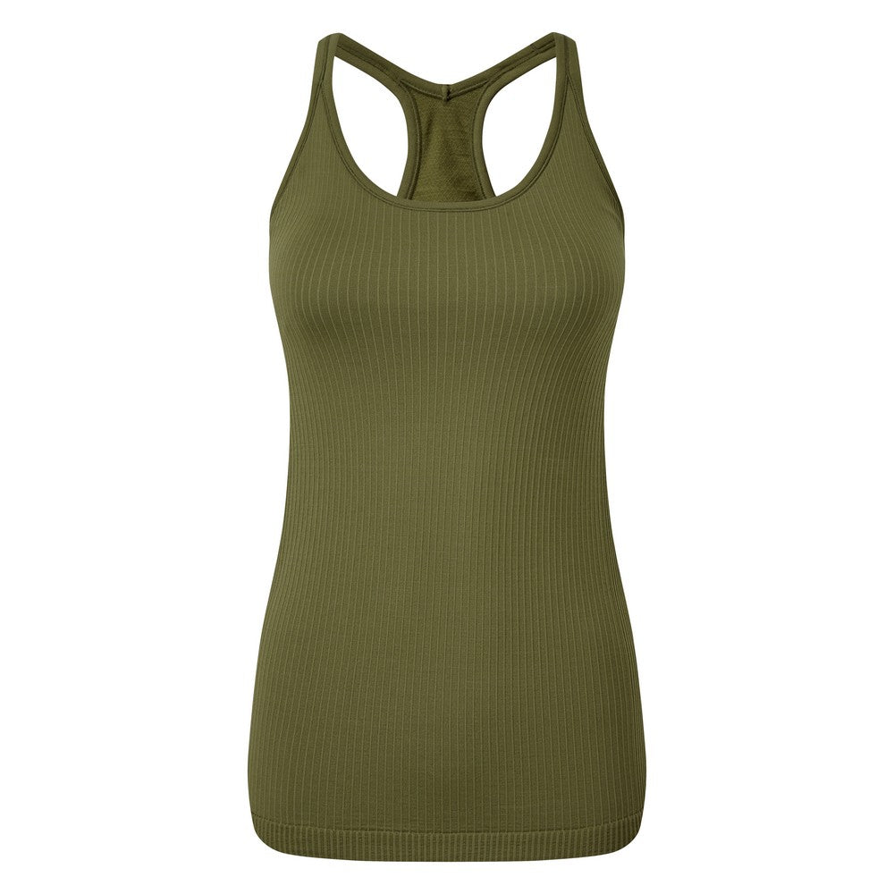 Olive - Front - TriDri Womens-Ladies Seamless 3D Fit Sculpt Vest
