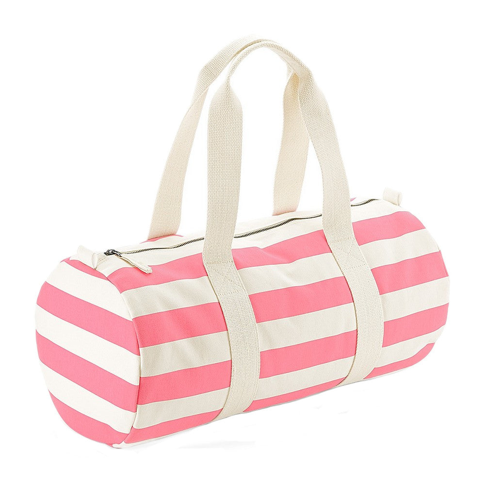 Natural-Pink - Front - Westford Mill Nautical Barrel Bag