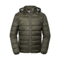 Dark Olive - Front - Russell Adults Unisex Hooded Nano Jacket