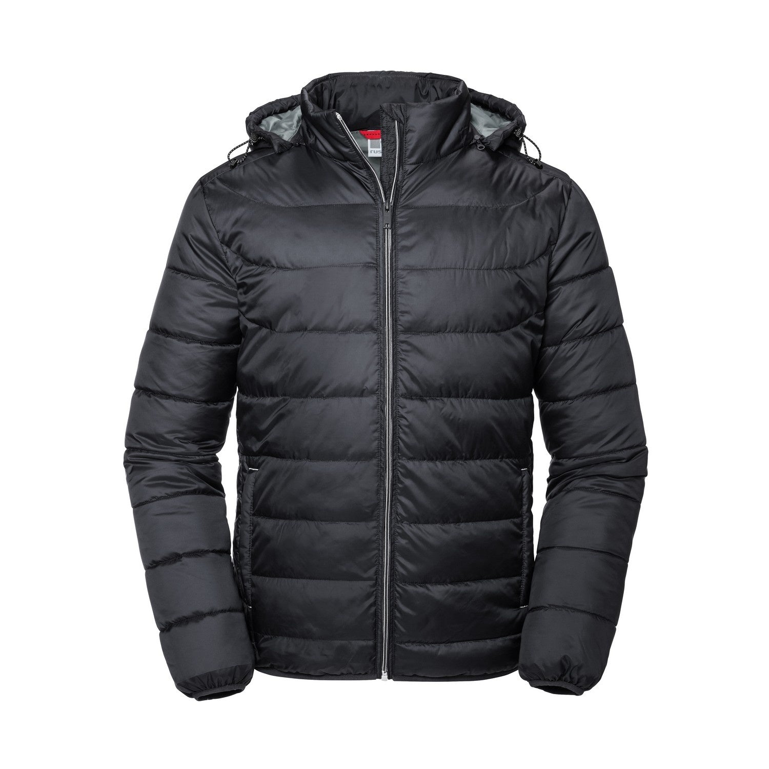 Black - Front - Russell Adults Unisex Hooded Nano Jacket