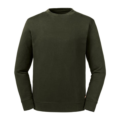 Dark Olive - Front - Russell Adults Unisex Pure Organic Reversible Sweatshirt
