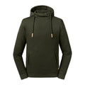 Dark Olive - Front - Russell Adults Unisex Pure Organic High Collar Hooded Sweatshirt
