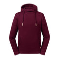 Burgundy - Front - Russell Adults Unisex Pure Organic High Collar Hooded Sweatshirt