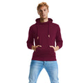 Burgundy - Back - Russell Adults Unisex Pure Organic High Collar Hooded Sweatshirt