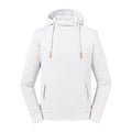 White - Front - Russell Adults Unisex Pure Organic High Collar Hooded Sweatshirt