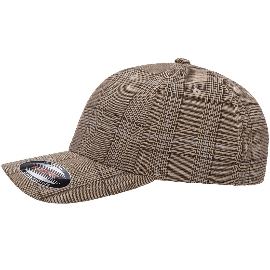 Brown-Khaki - Side - Flexfit By Yupoong Glen Check Cap