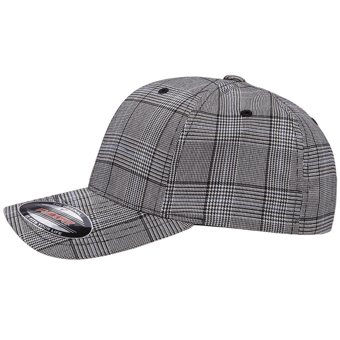 Black-White - Side - Flexfit By Yupoong Glen Check Cap