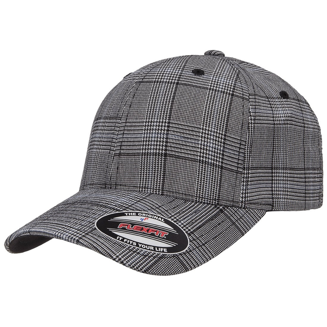 Black-White - Pack Shot - Flexfit By Yupoong Glen Check Cap
