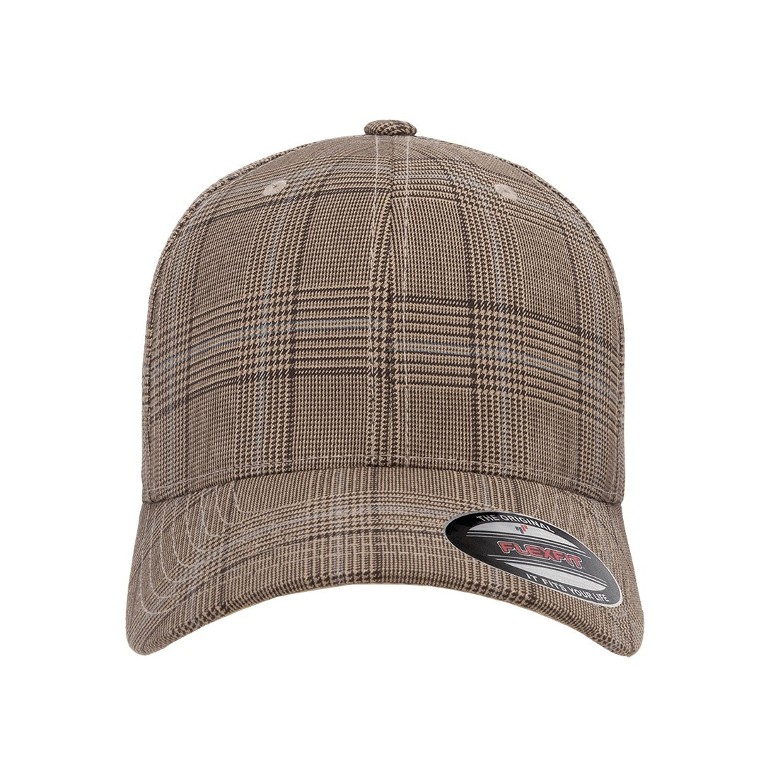 Brown-Khaki - Front - Flexfit By Yupoong Glen Check Cap