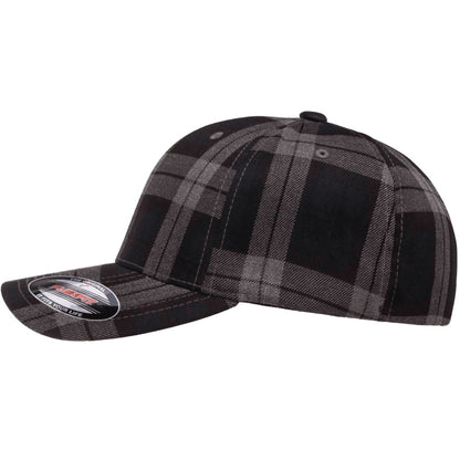 Black-Grey - Side - Flexfit By Yupoong Tartan Plaid Cap