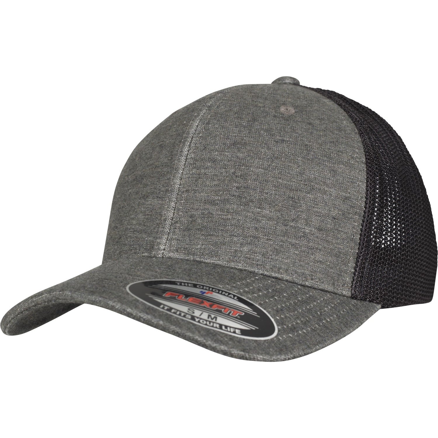 Khaki-Black Mesh - Front - Flexfit By Yupoong Retro Trucker Melange Cap