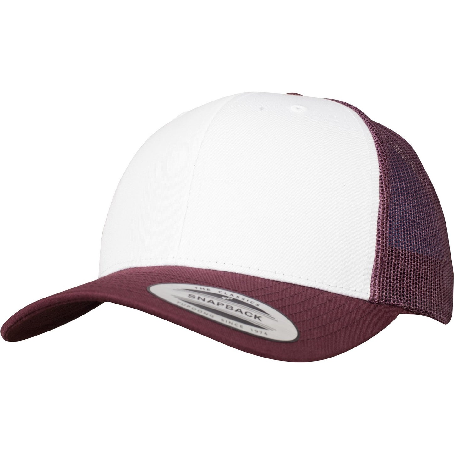 Maroon-White-Maroon - Front - Flexfit By Yupoong Retro Trucker Coloured Front Cap
