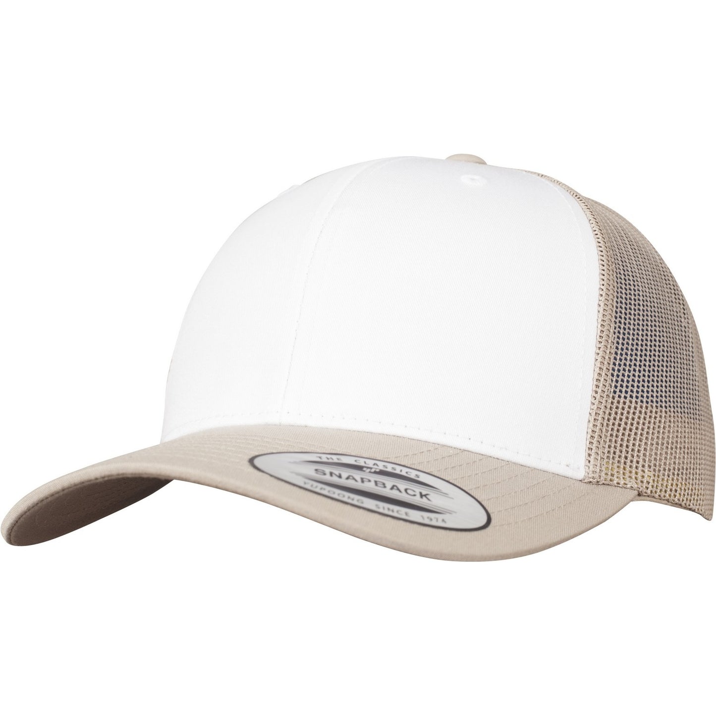 Khaki-White-Khaki - Front - Flexfit By Yupoong Retro Trucker Coloured Front Cap
