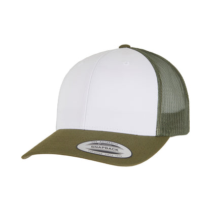 Moss Green-White-Olive - Front - Flexfit By Yupoong Retro Trucker Coloured Front Cap