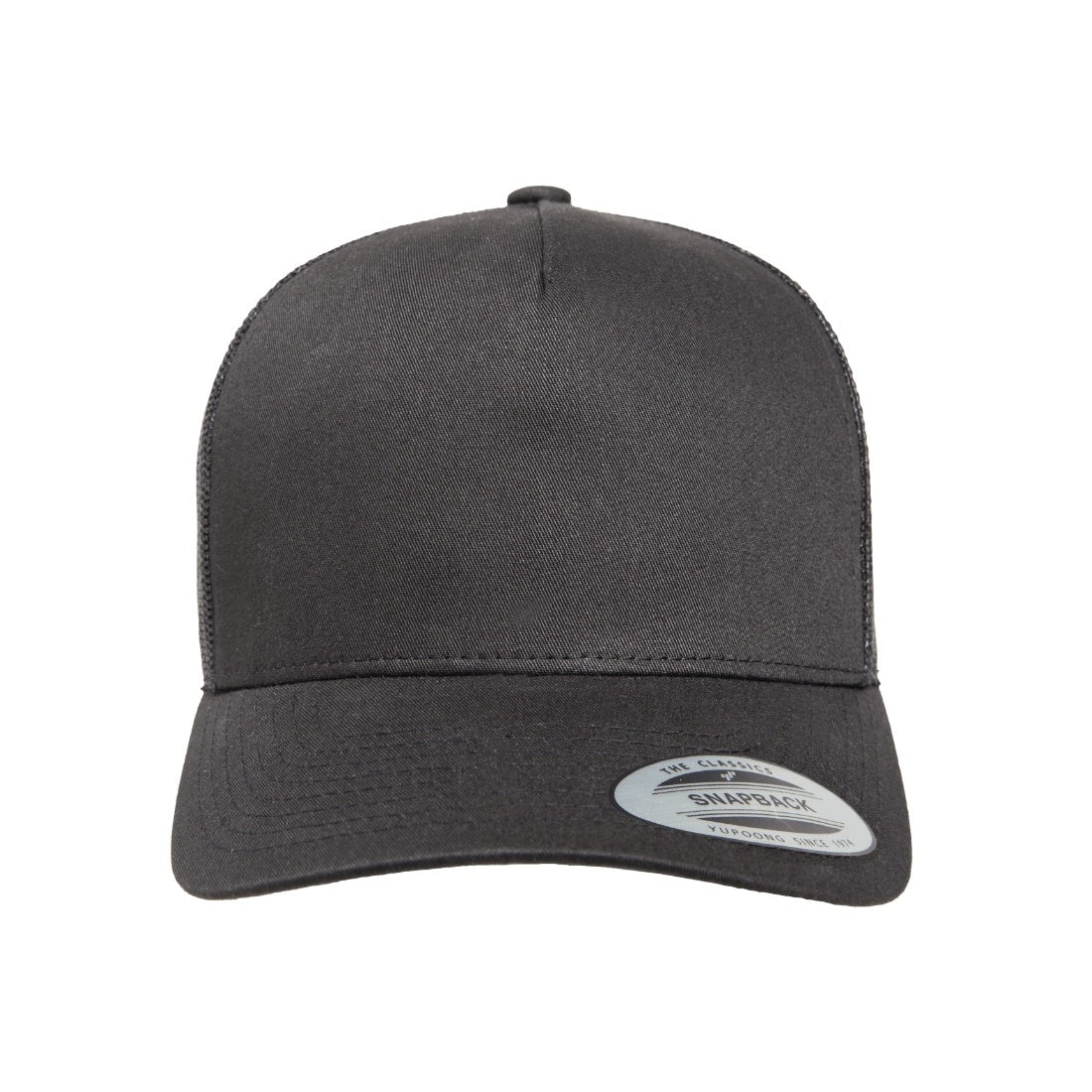 Black - Front - Flexfit By Yupoong 5 Panel Retro Trucker Cap