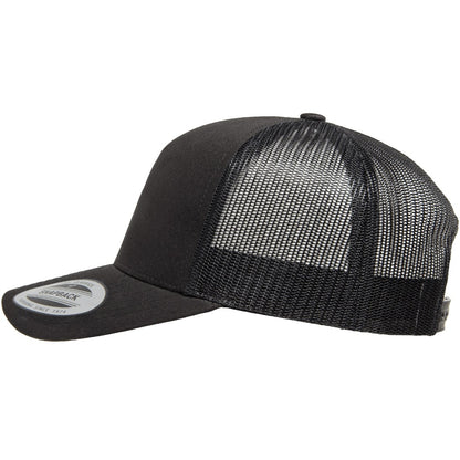 Black - Side - Flexfit By Yupoong 5 Panel Retro Trucker Cap